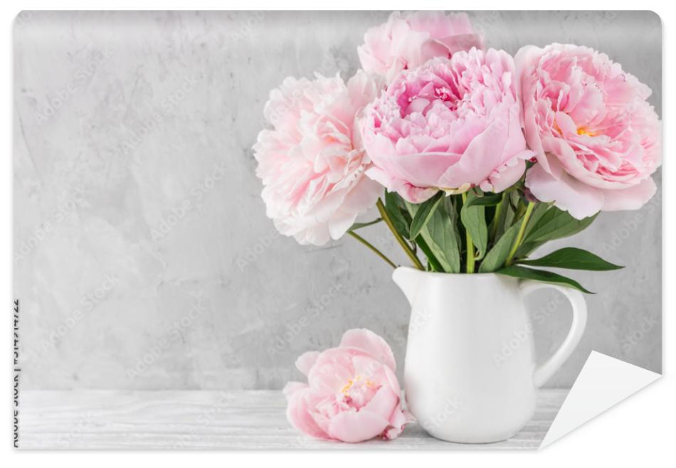 Fototapeta pink peony flowers bouquet on