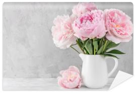 Fototapeta pink peony flowers bouquet on