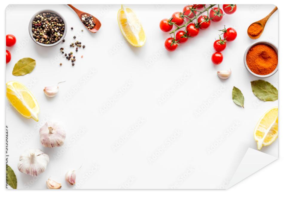 Fototapeta Kitchen frame with spices and