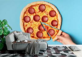 Fototapeta Pizza pepperoni and taking a