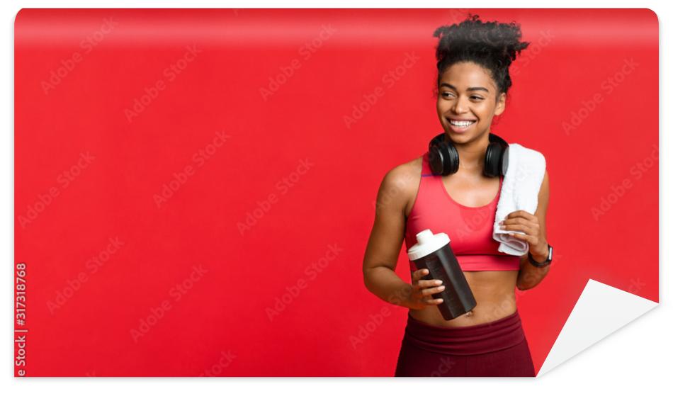Fototapeta Happy fitness afro girl
