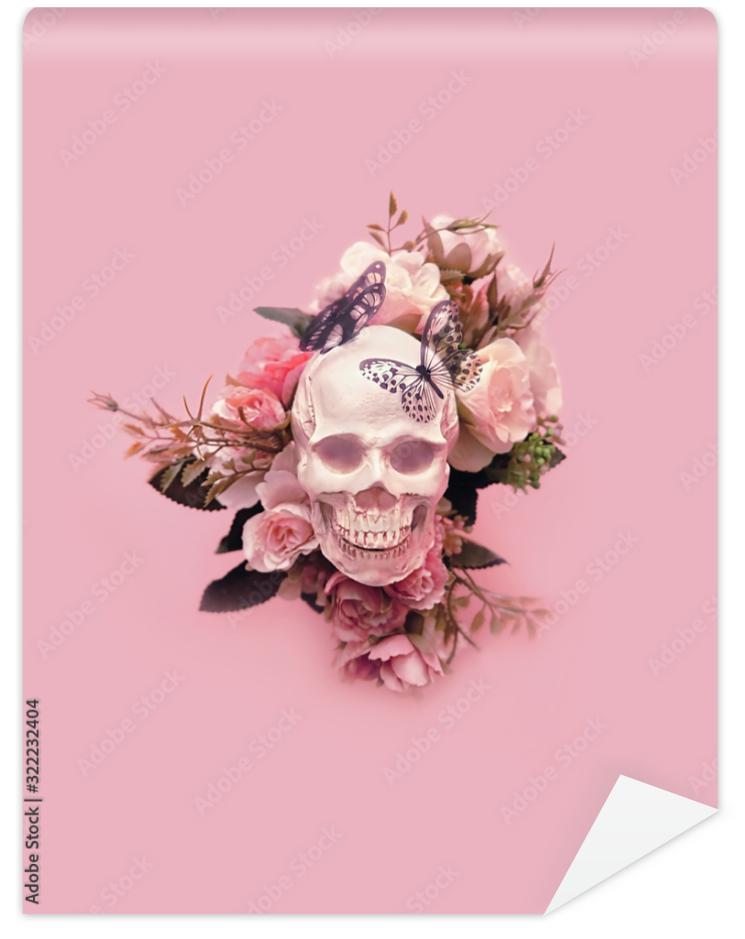 Fototapeta skull with flowers and