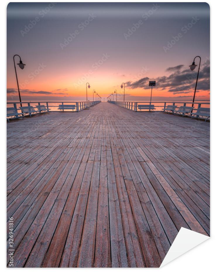 Fototapeta Sunrise at the pier in Orłowo 