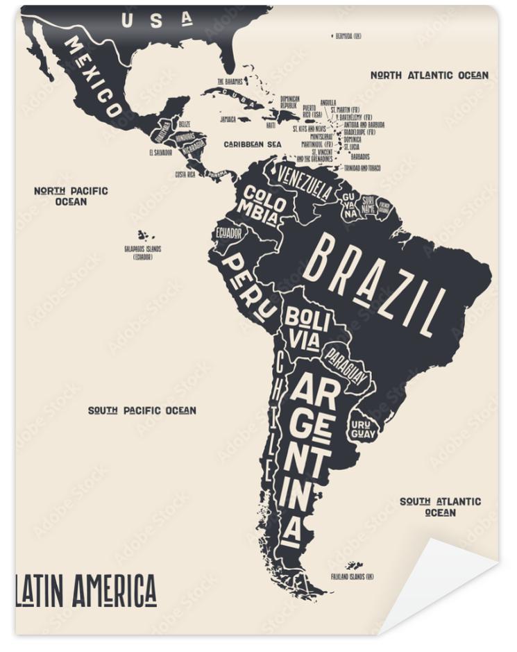 Fototapeta Map Latin America. Poster map
