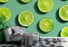 Fototapeta Fresh green limes overhead