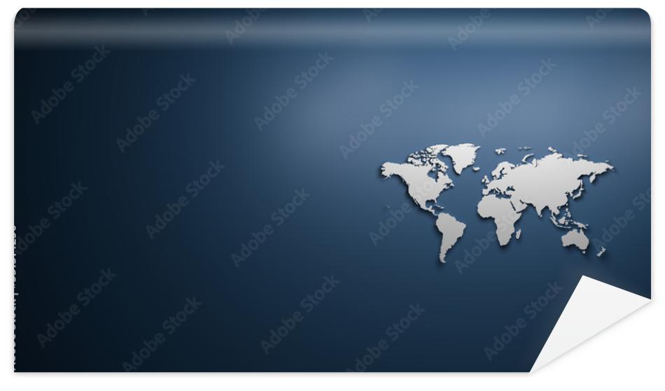 Fototapeta World map on blue background