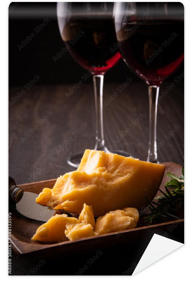 Fototapeta チーズと赤ワイン