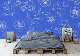 Fototapeta Seamless blue floral pattern