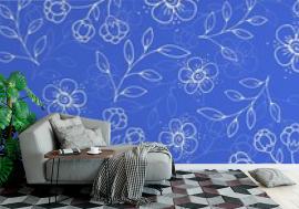 Fototapeta Seamless blue floral pattern