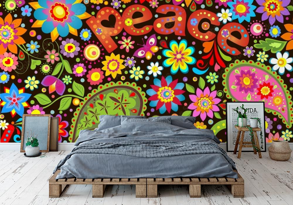 Fototapeta Wallpaper with hippie symbolic