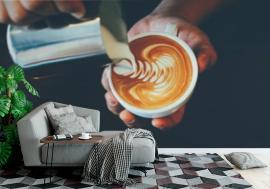 Fototapeta cup of coffee latte art in