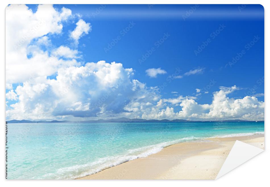 Fototapeta 南国沖縄の綺麗な珊瑚の海と夏空