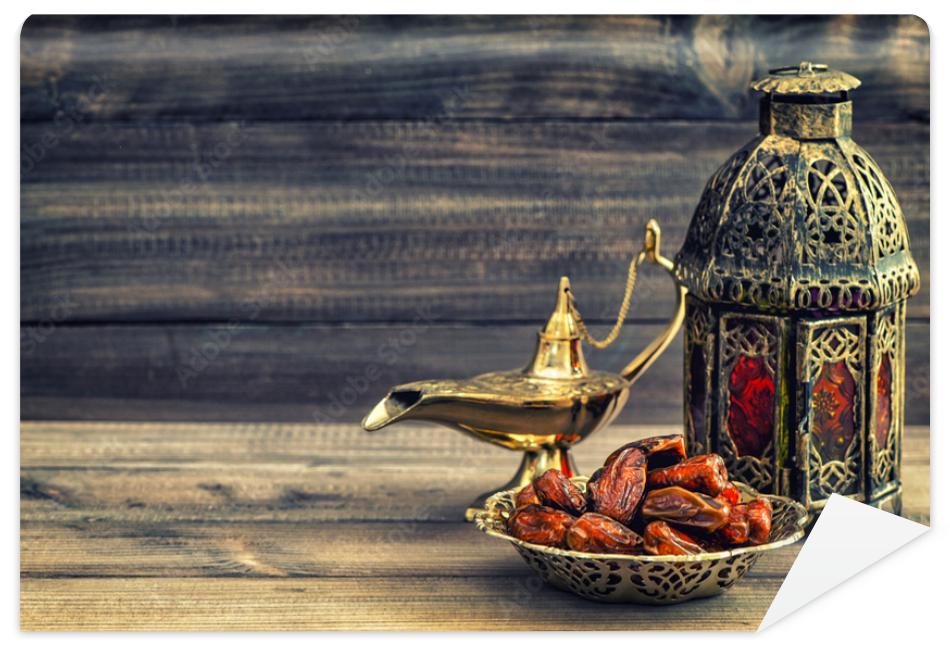 Fototapeta Ramadan lamp and dates on