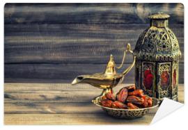 Fototapeta Ramadan lamp and dates on