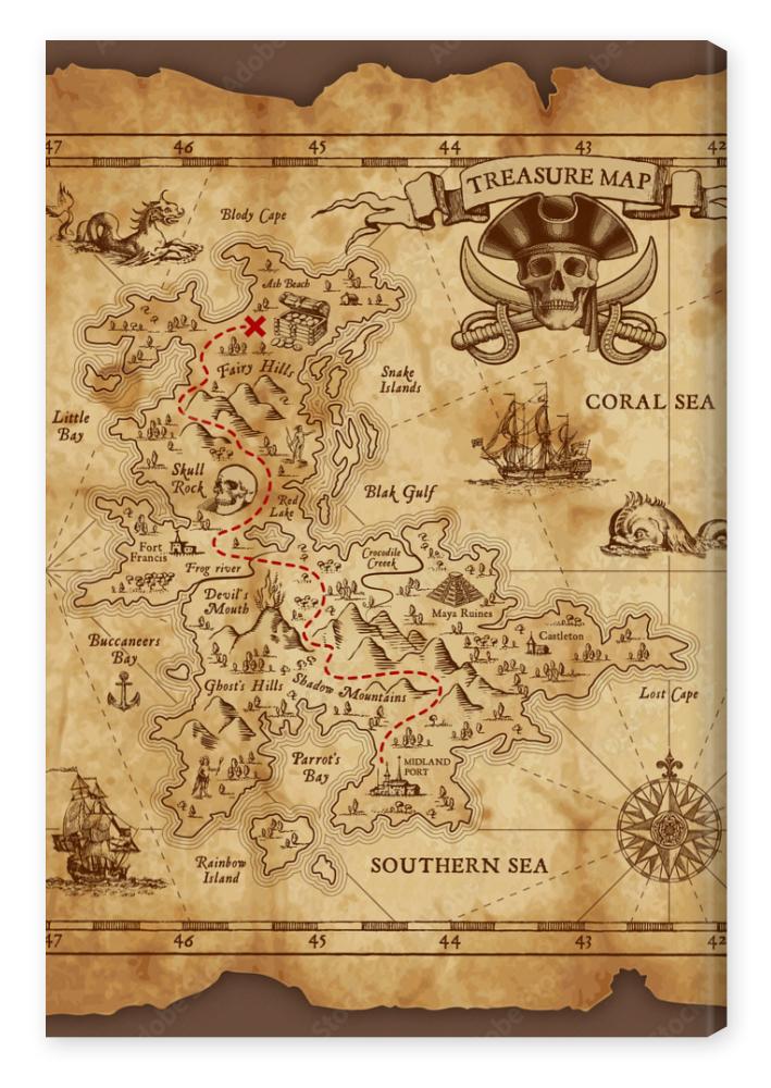 Obraz na płótnie Vector Pirate Treasure Map