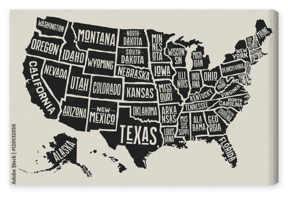 Obraz na płótnie Poster map of United States of