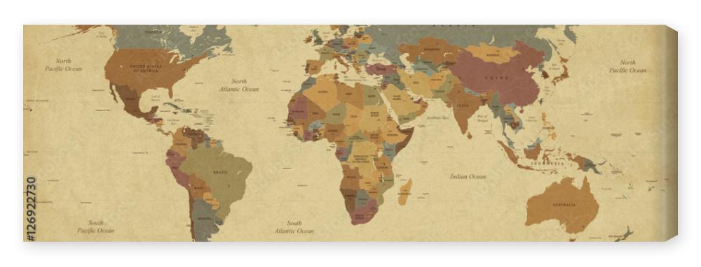 Obraz na płótnie Textured vintage world map -