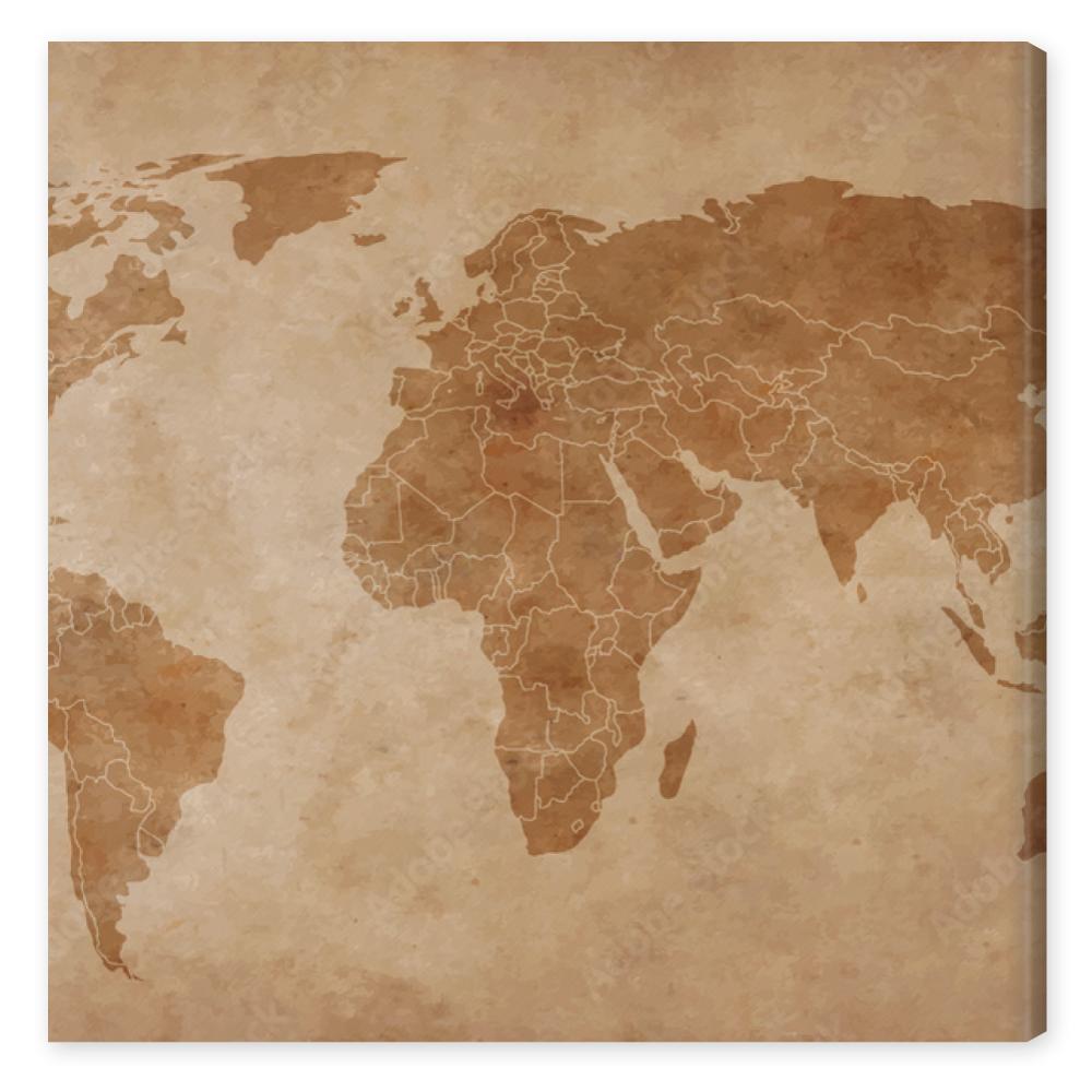 Obraz na płótnie world map on an old piece of