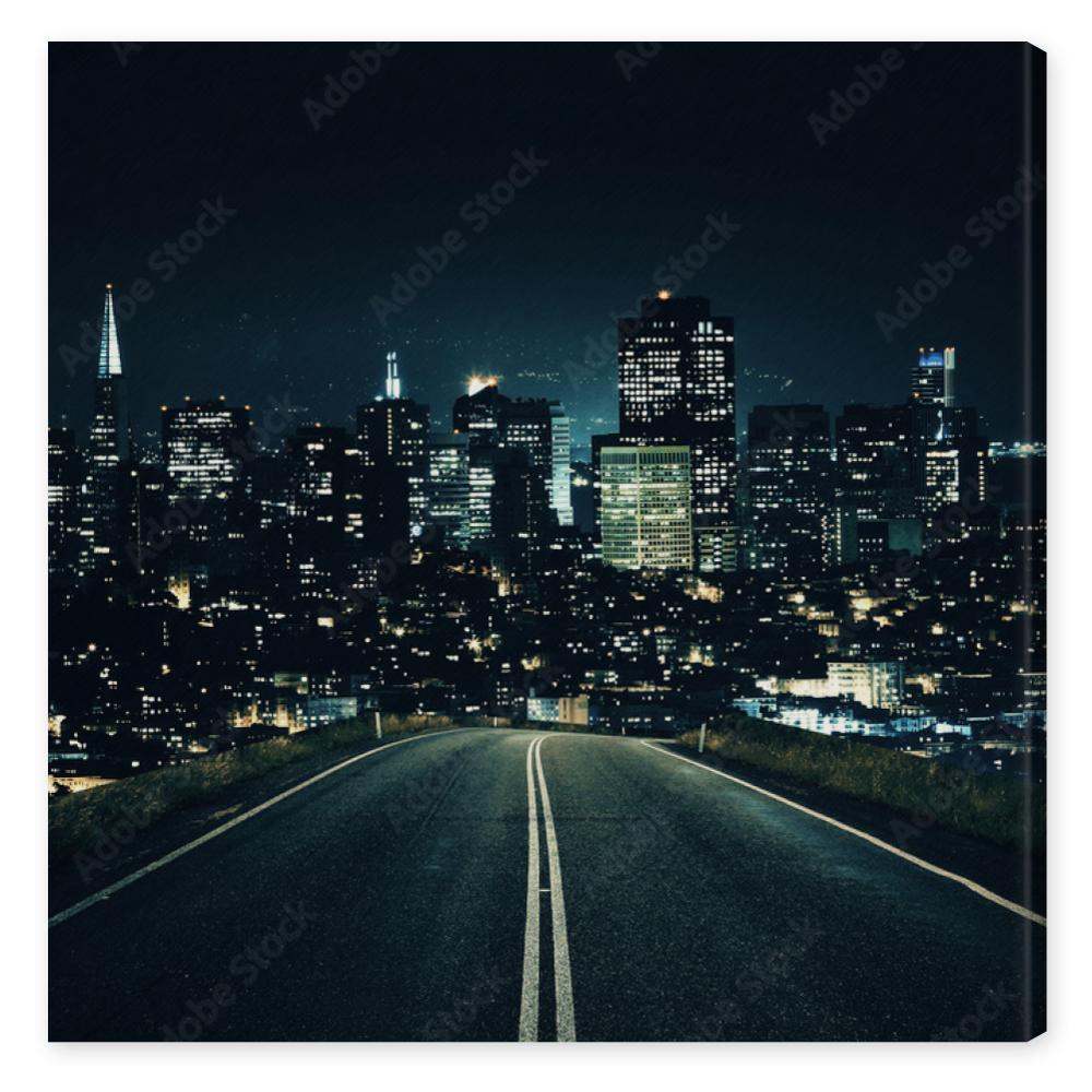 Obraz na płótnie Road leading to night city
