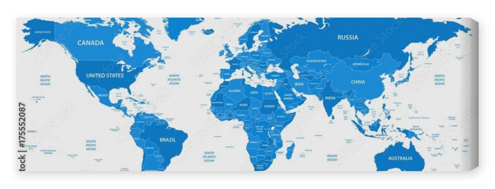 Obraz na płótnie Detailed world map with