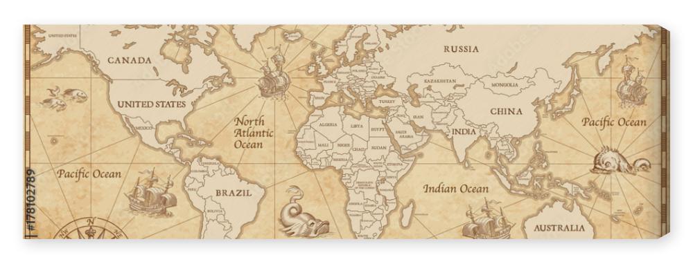 Obraz na płótnie Old Vintage World Map