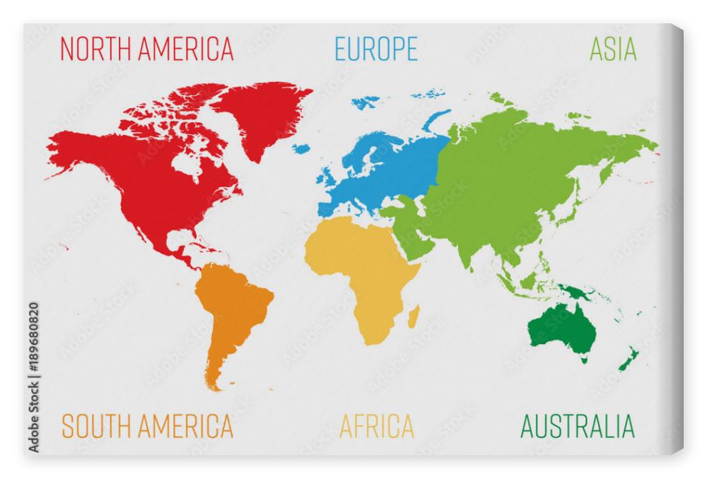 Obraz na płótnie World map divided into six