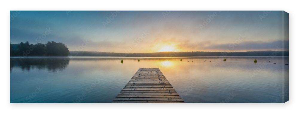 Obraz na płótnie Sonnenaufgang am See mit Nebel