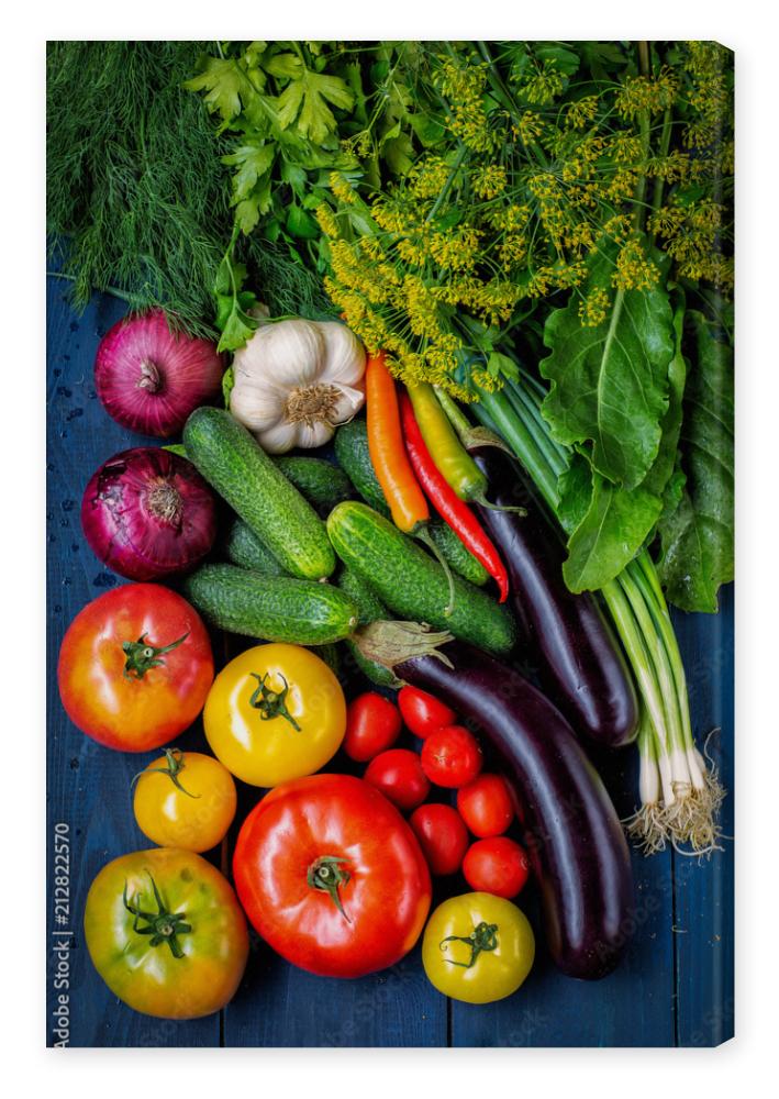 Obraz na płótnie Assorted vegetables on a dark