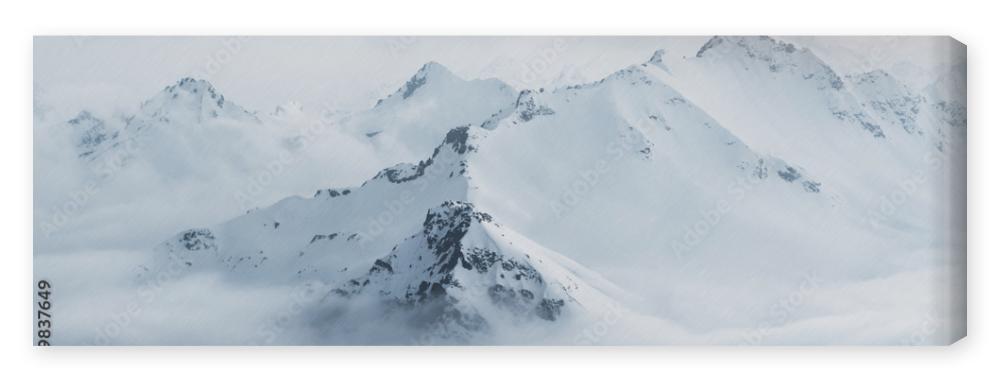 Obraz na płótnie Snow covered mountain peaks of