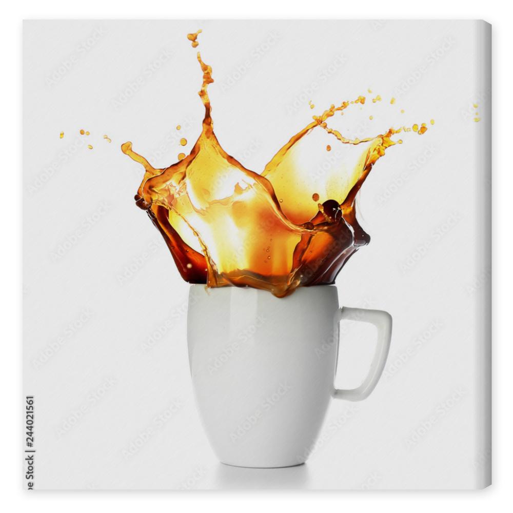 Obraz na płótnie Splash of coffee in cup on
