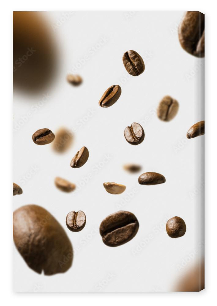Obraz na płótnie Coffee beans in flight on