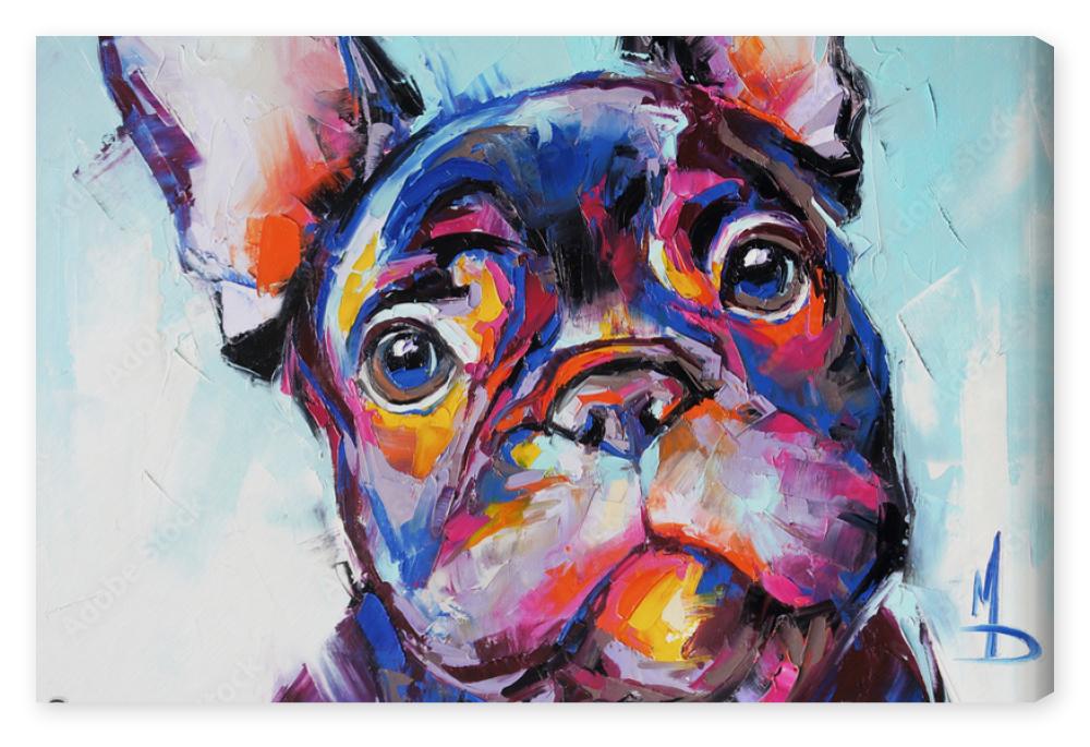 Obraz na płótnie Oil dog portrait painting in