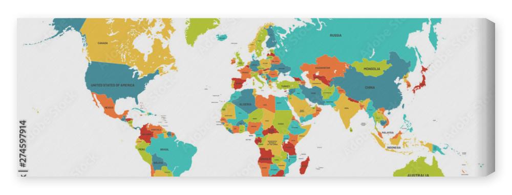 Obraz na płótnie Colored world map. Political
