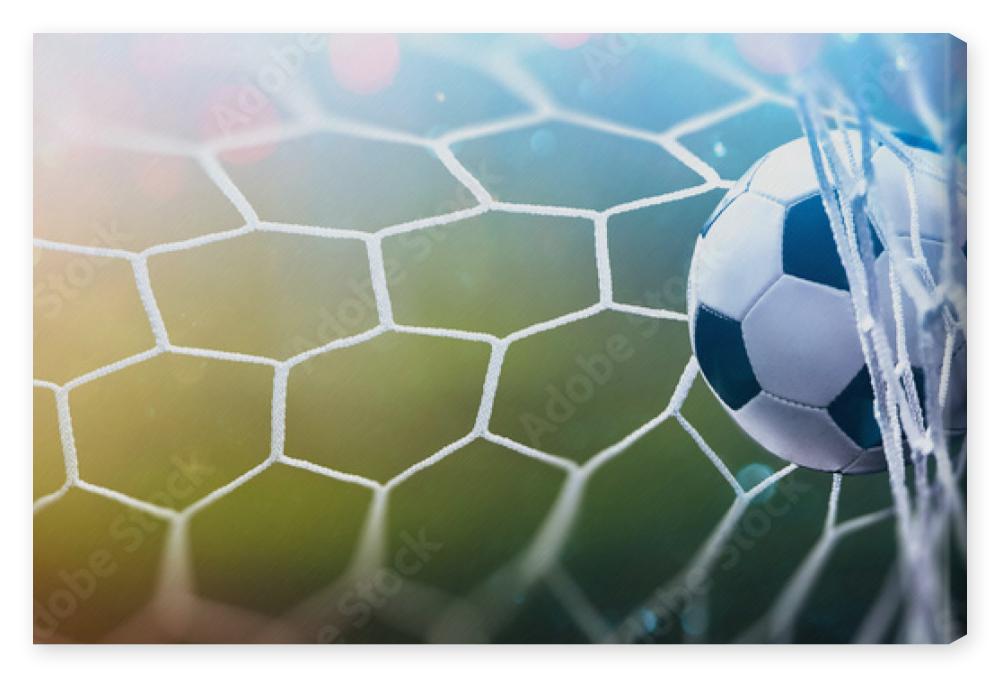 Obraz na płótnie Soccer Ball in Goal Multicolor