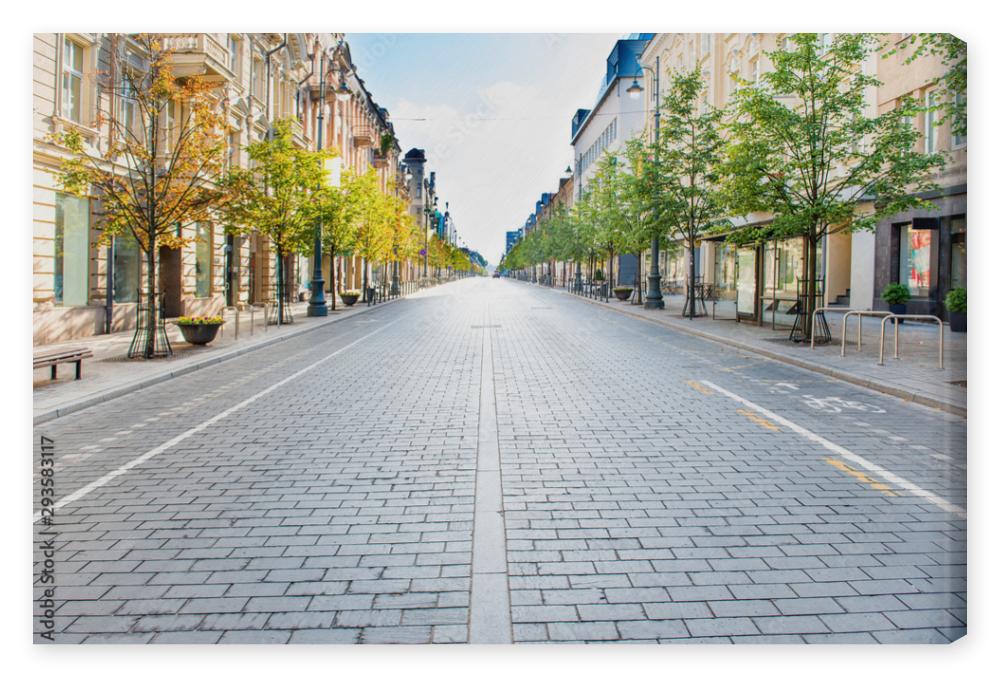 Obraz na płótnie City street with empty road