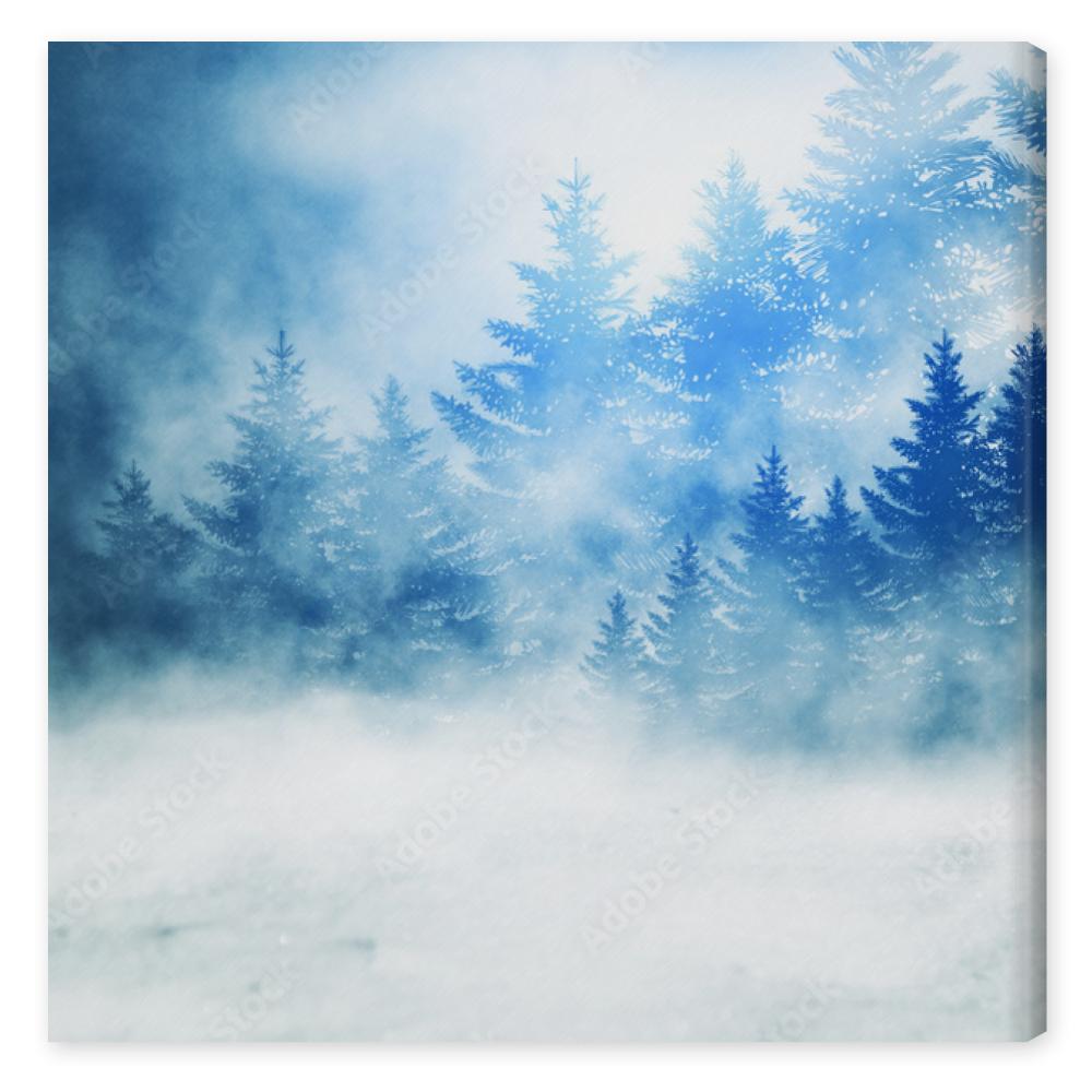 Obraz na płótnie Dark winter forest background