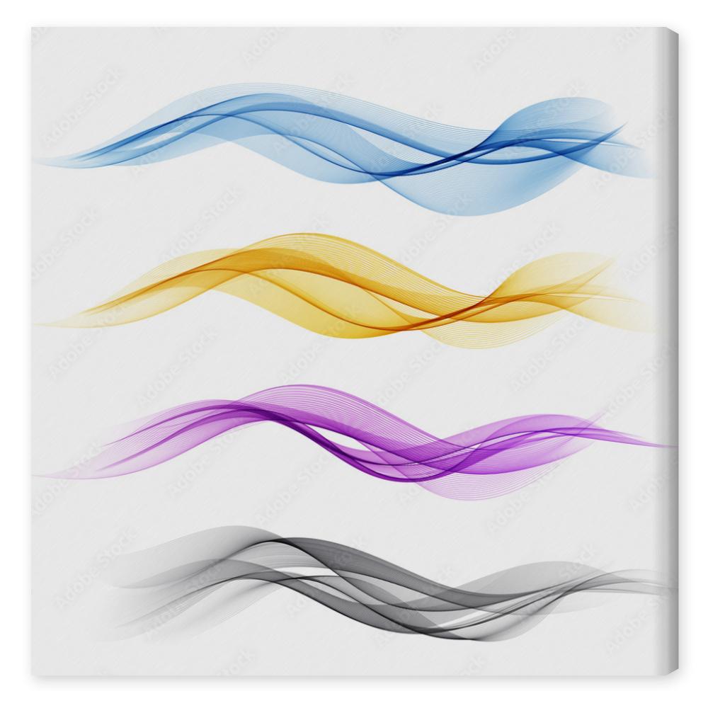 Obraz na płótnie Set of color abstract wave