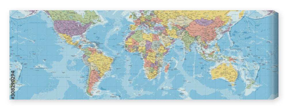 Obraz na płótnie World Map - Political - Vector