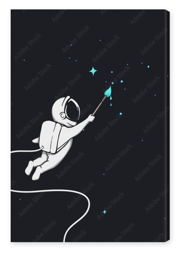 Obraz na płótnie Cute astronaut drawing a stars