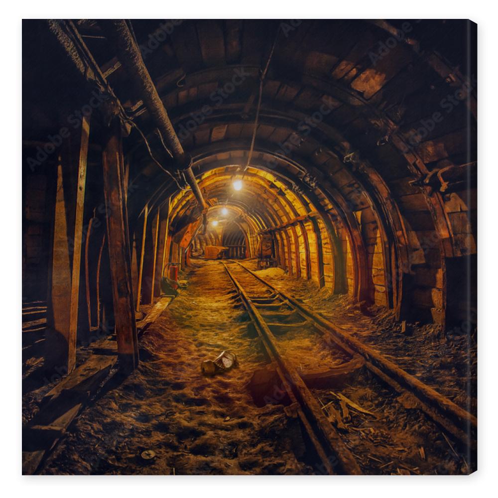 Obraz na płótnie Underground mining tunnel with