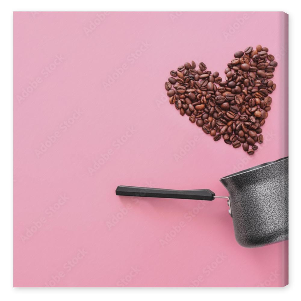 Obraz na płótnie Jezve and heart made of coffee