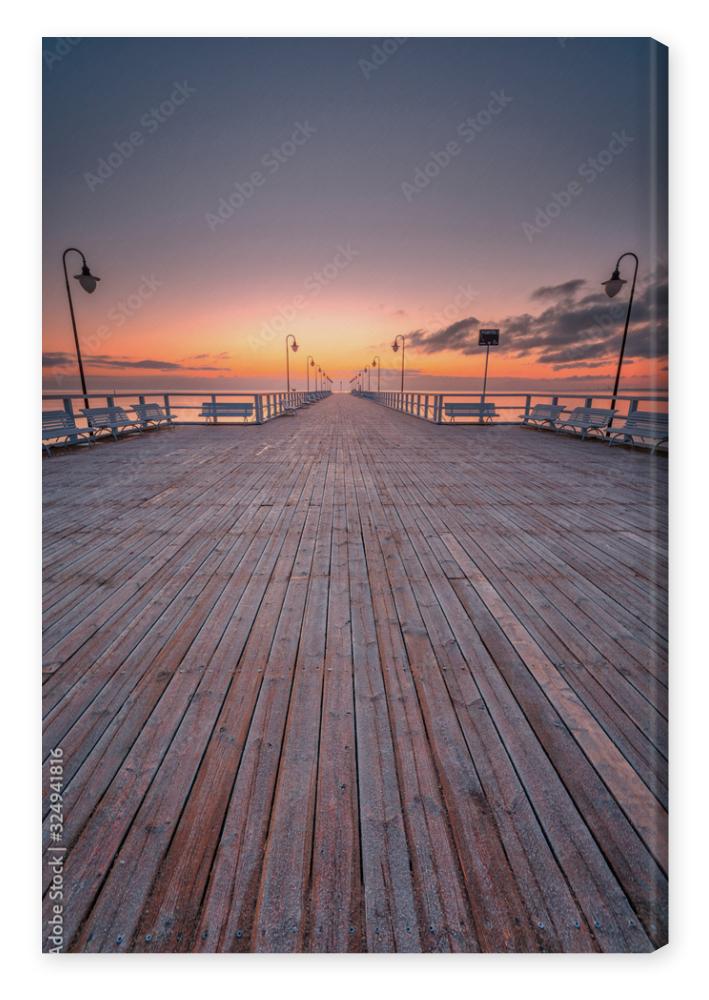 Obraz na płótnie Sunrise at the pier in Orłowo 