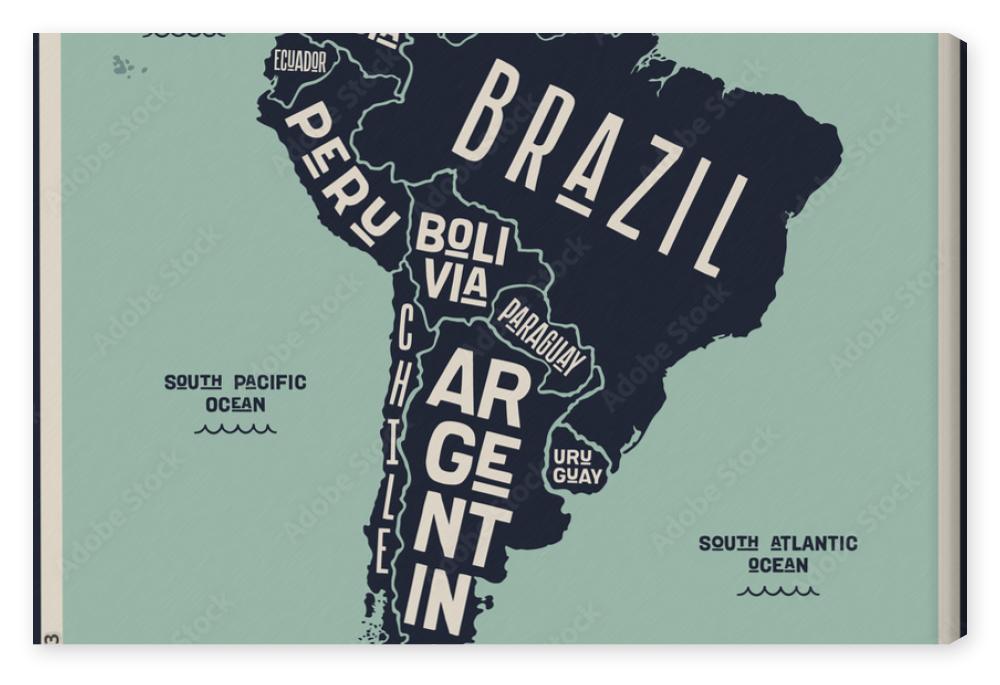 Obraz na płótnie Map South America. Poster map