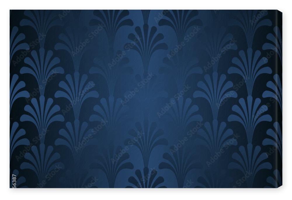 Obraz na płótnie Dark Blue Floral Gatsby Art