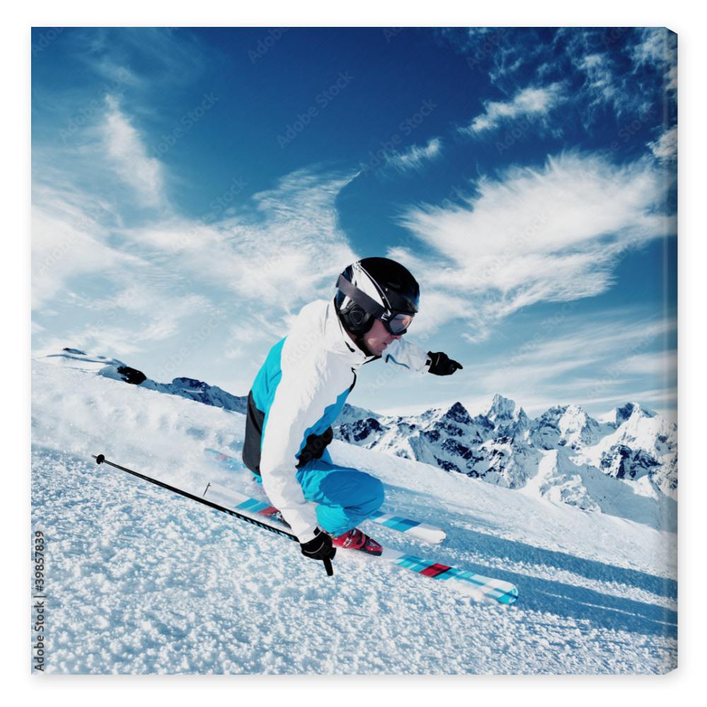 Obraz na płótnie Skier in mountains, prepared
