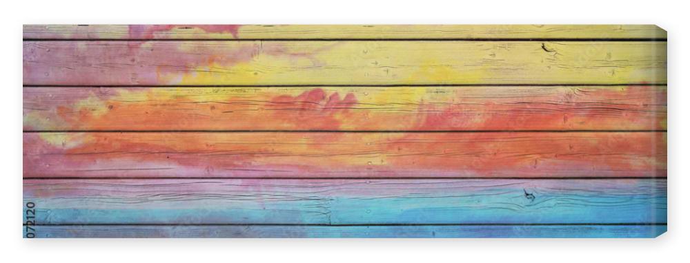 Obraz na płótnie Old wooden board in rainbow