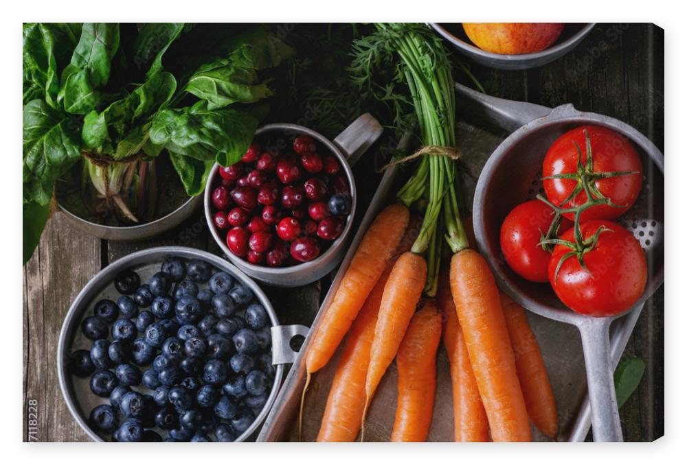 Obraz na płótnie Mix of fruits, vegetables and