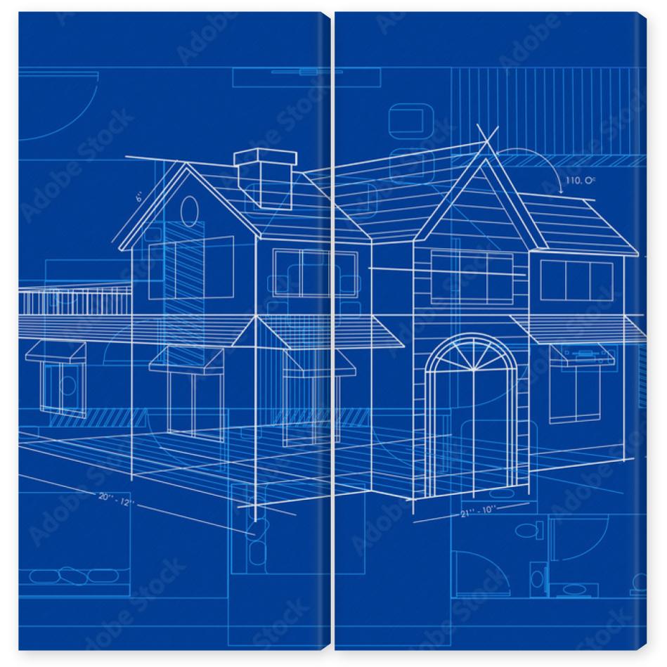 Obraz Dyptyk Blueprint of Building