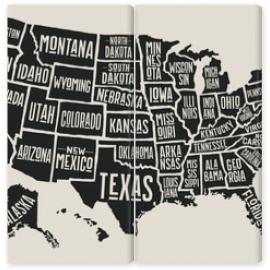 Obraz Dyptyk Poster map of United States of