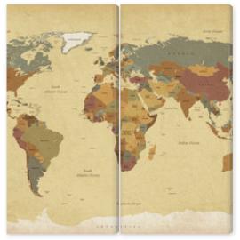 Obraz Dyptyk Textured vintage world map -